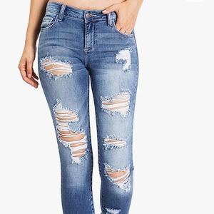 Cello Blue Skinny Jeans Distressed Style